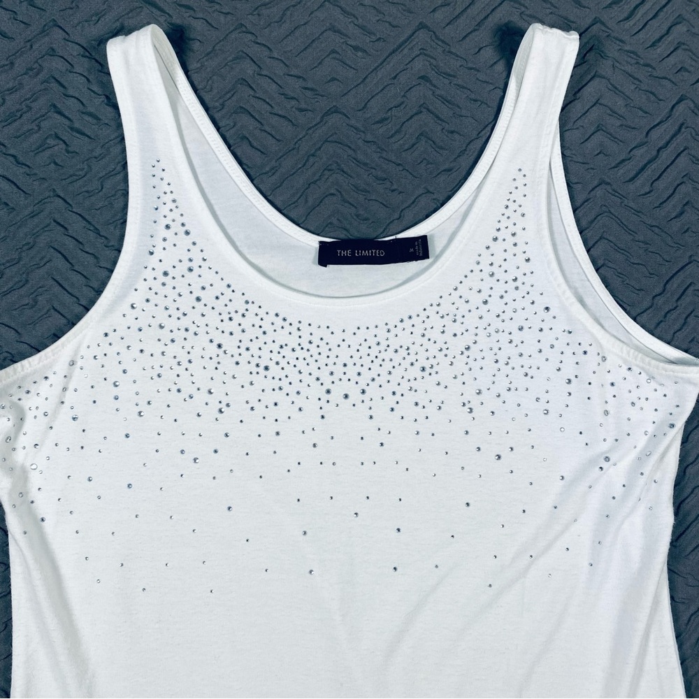 The Limited White Embellished Tank Top Size Medium EUC